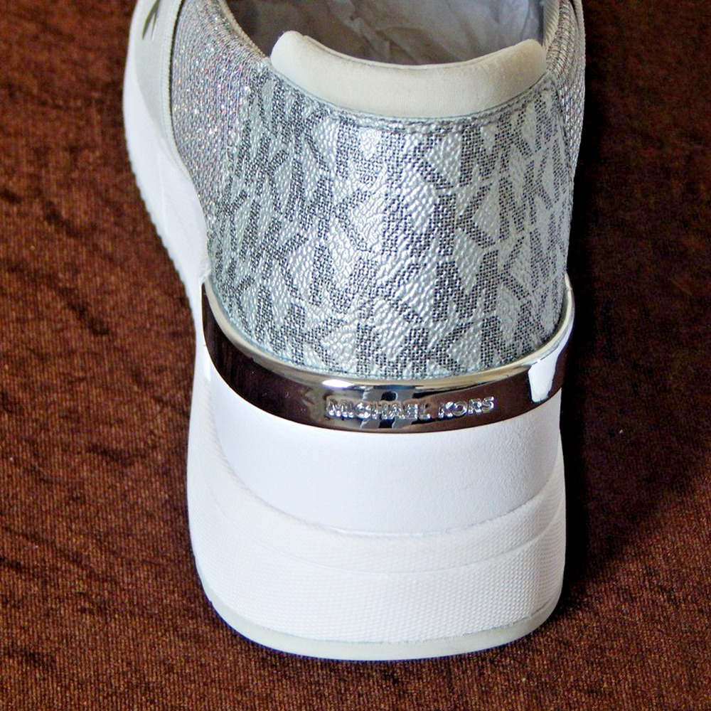 Michael Kors Felix Trainer Silver Rainbow Glitter Wedge Sneaker Shoe 8.5 M NIB - Picture 8 of 11